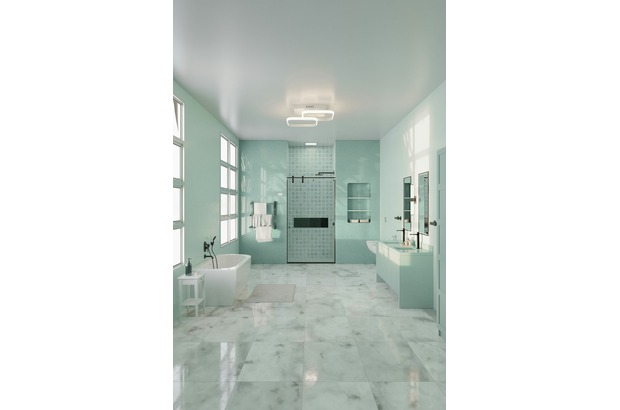 Tasteful colors and natural light create a large space that's dream-like.