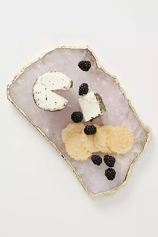 a crystal geode cheeseboard