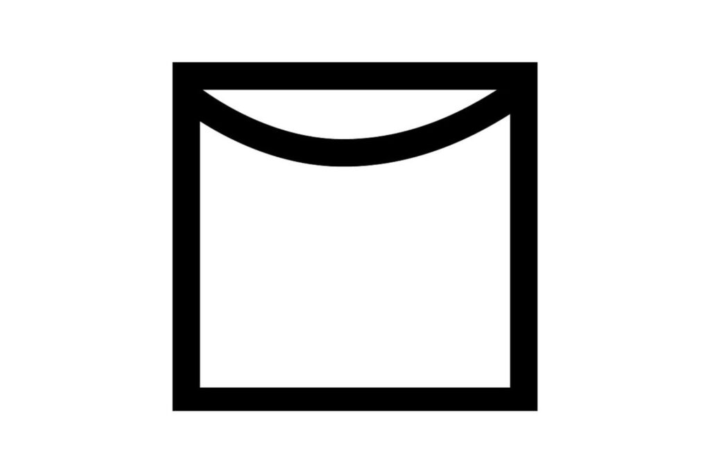 A curved line inside a square forming an envelop-like image