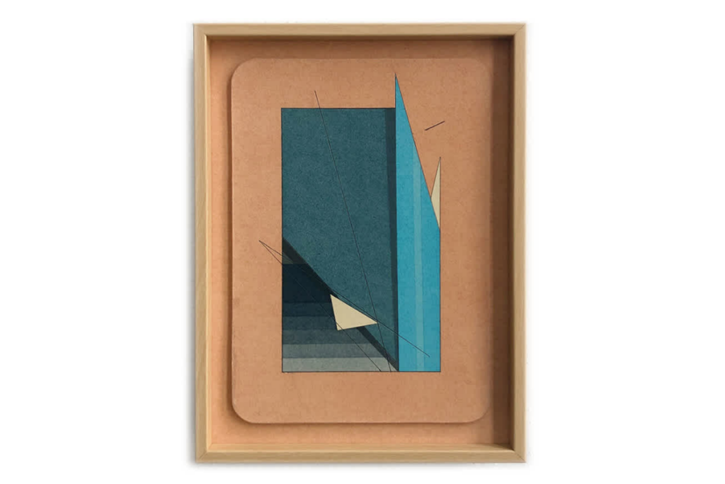 poster paper with blue abstract art on it