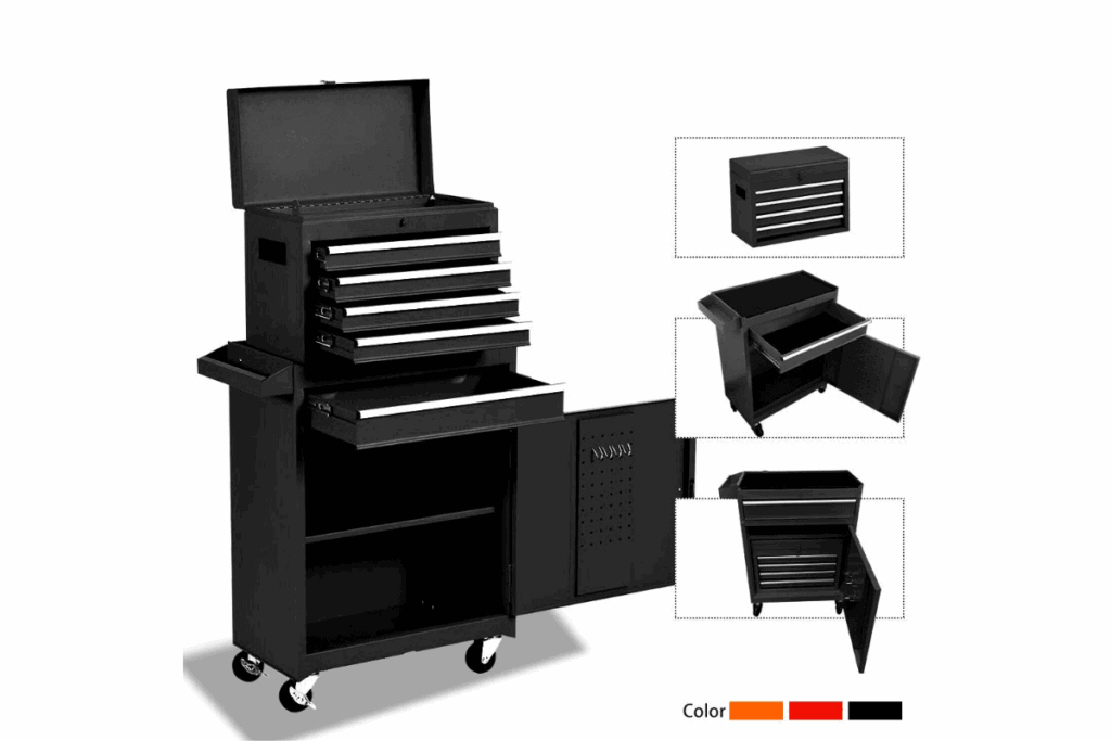black metal rolling tool chest
