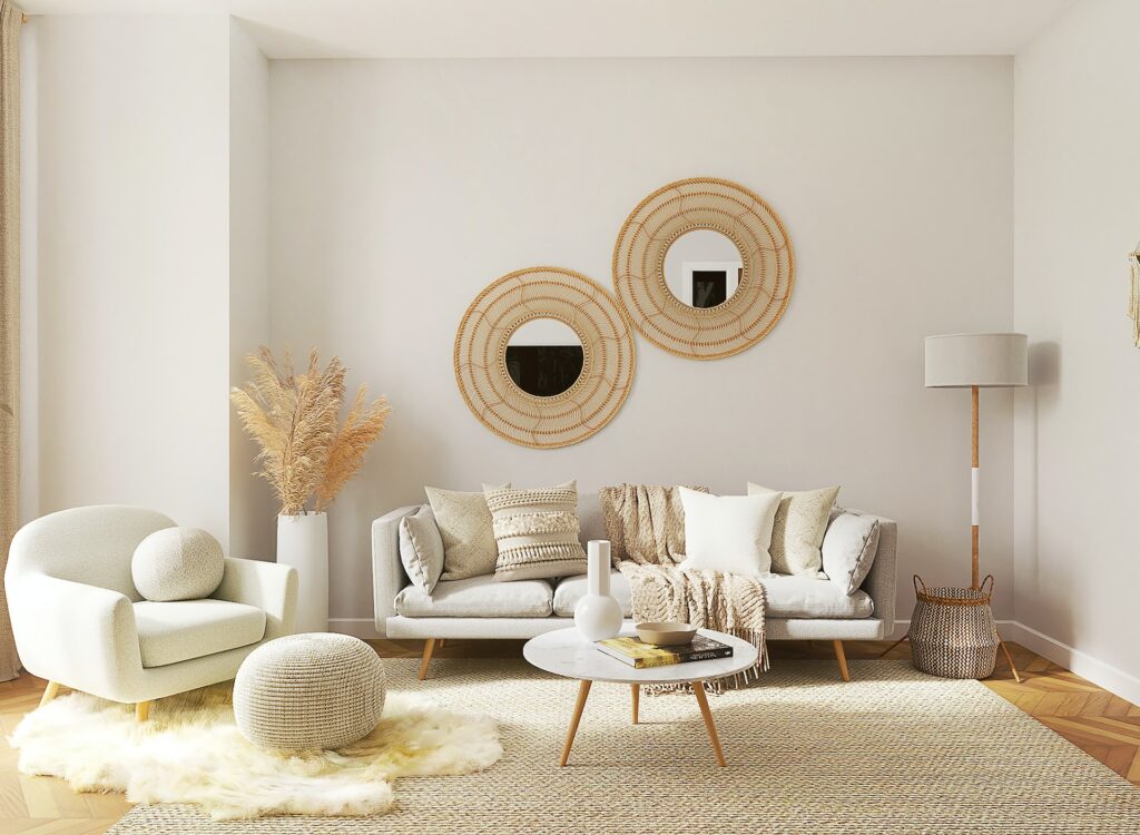 a lightly painted room with light decor