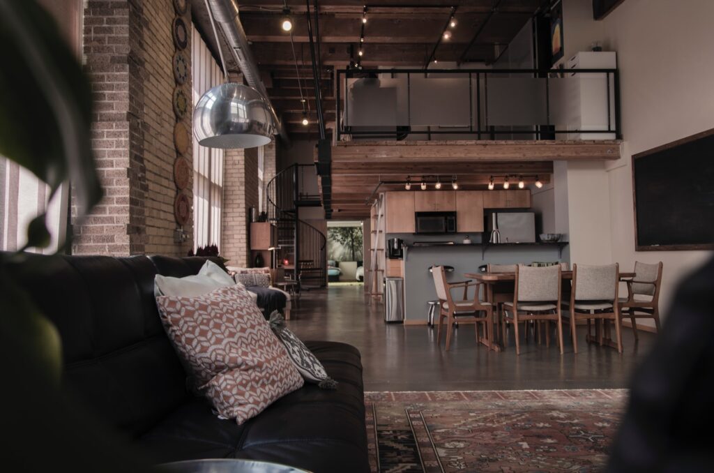 neutral industrial interior design features