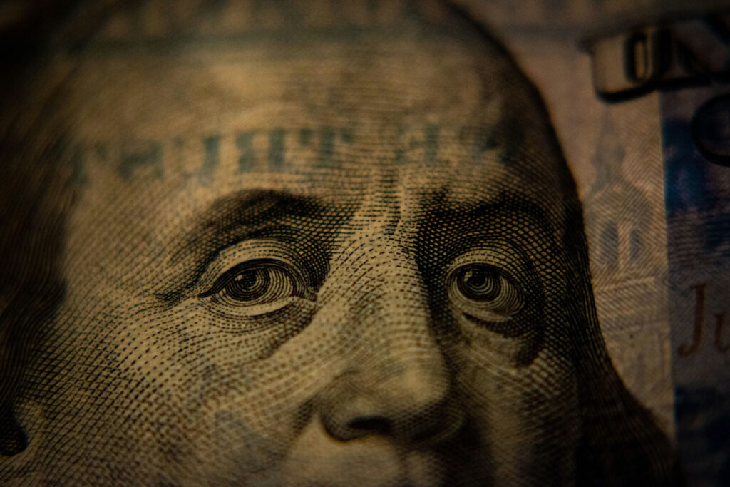 A close-up of a $100 bill.