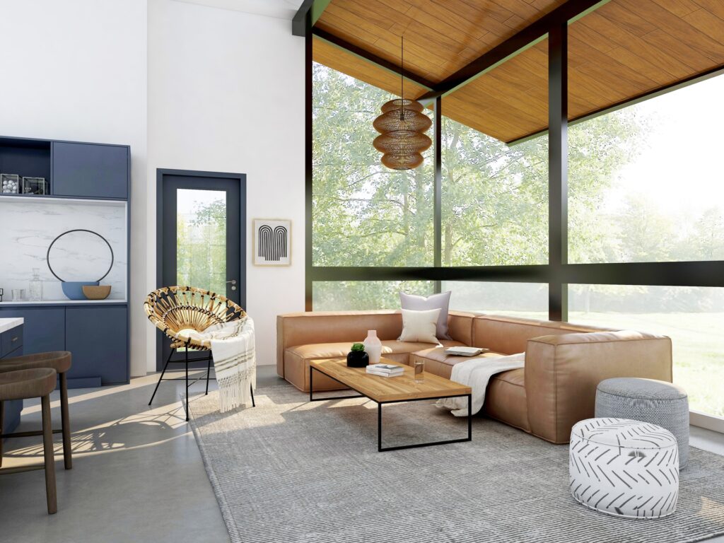 a transitional style interior design living room