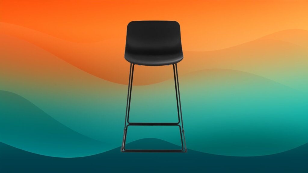 simple black best bar stools in front of orange and teal gradient background