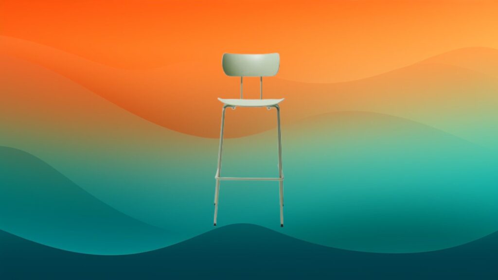 mint green best bar stools in front of orange and teal gradient background