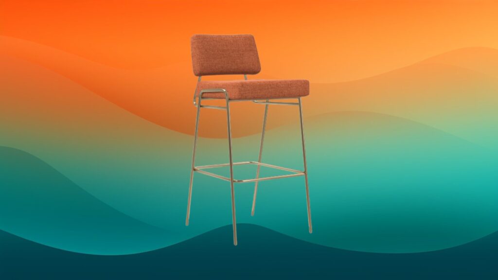 red and gold best bar stools in front of orange and teal gradient background