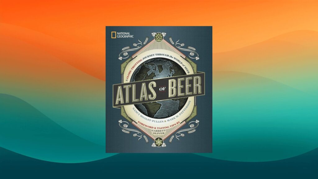 Atlas of Beer coffee table book in front of an orange and teal background
