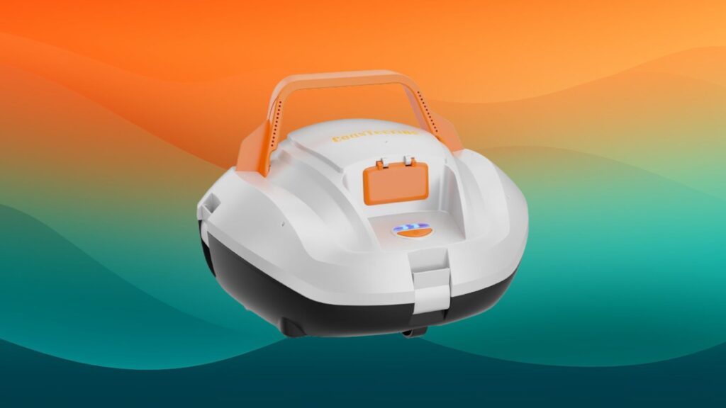 white and orange pool cleaner