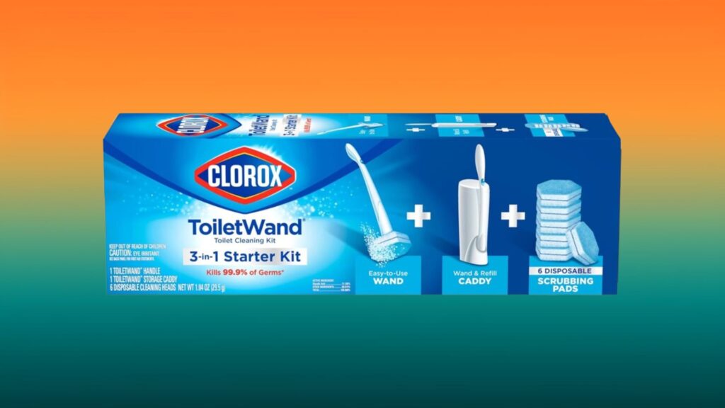 blue box of Clorox ToiletWand toilet cleaner