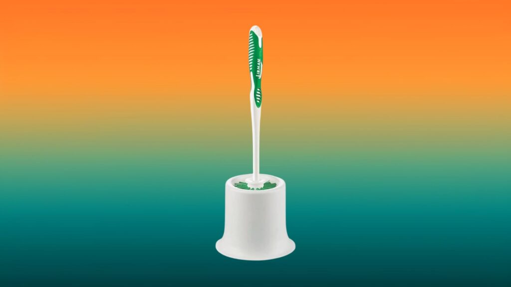 white and green Libman toilet bowl brush