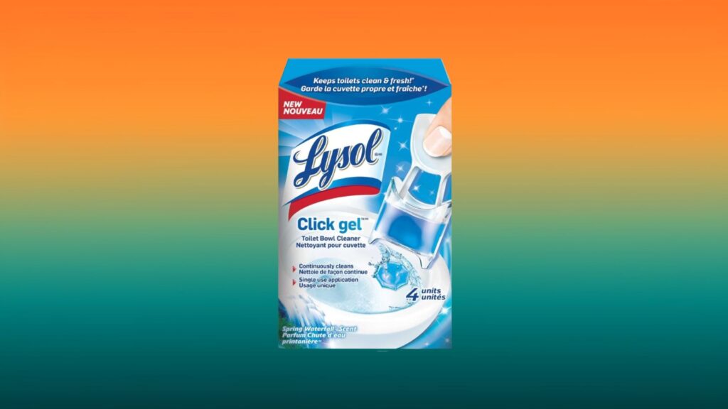 blue box of Lysol click gel toilet cleaner