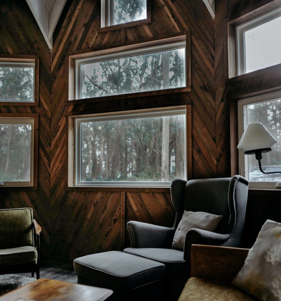 wooden cabin with old furniture
