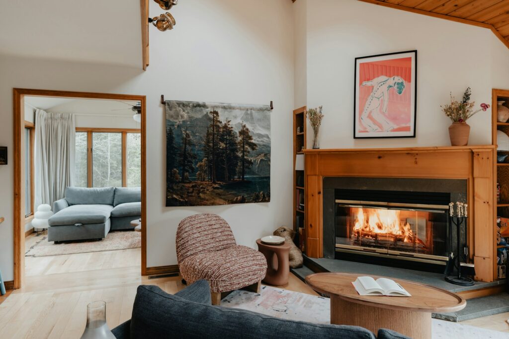 upcycled and stylish fireplace for cozy comfort