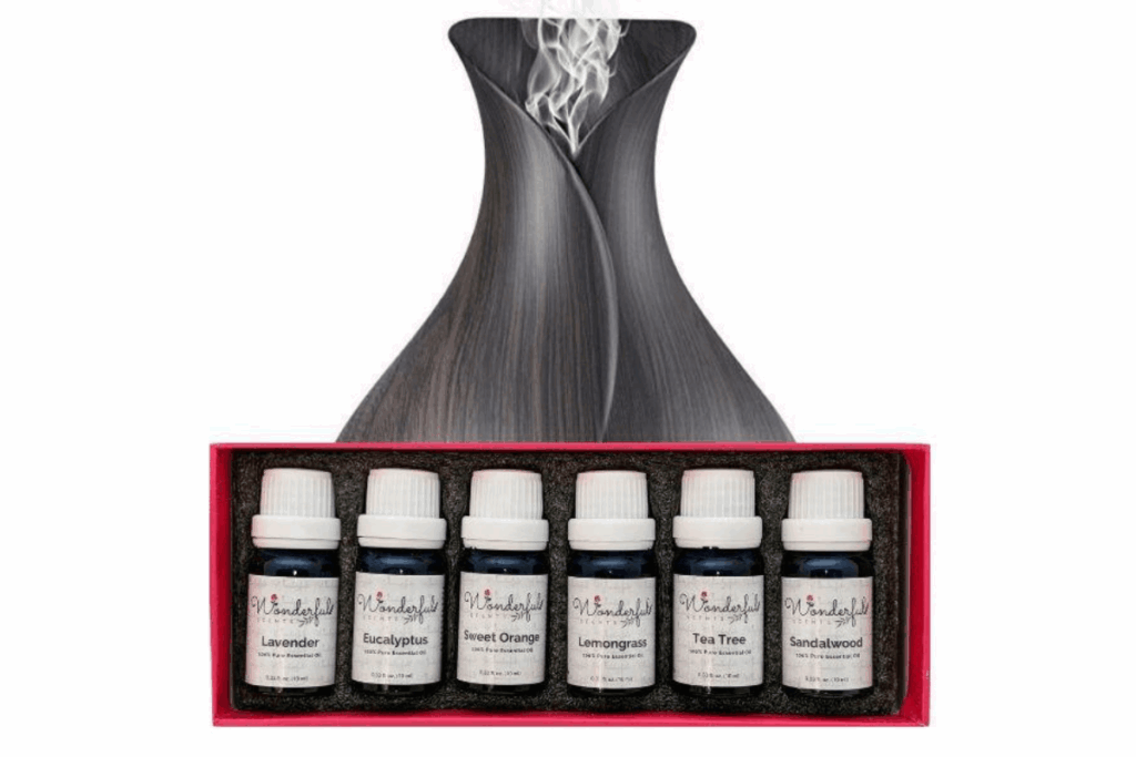 a variety of essential oils with a diffuser