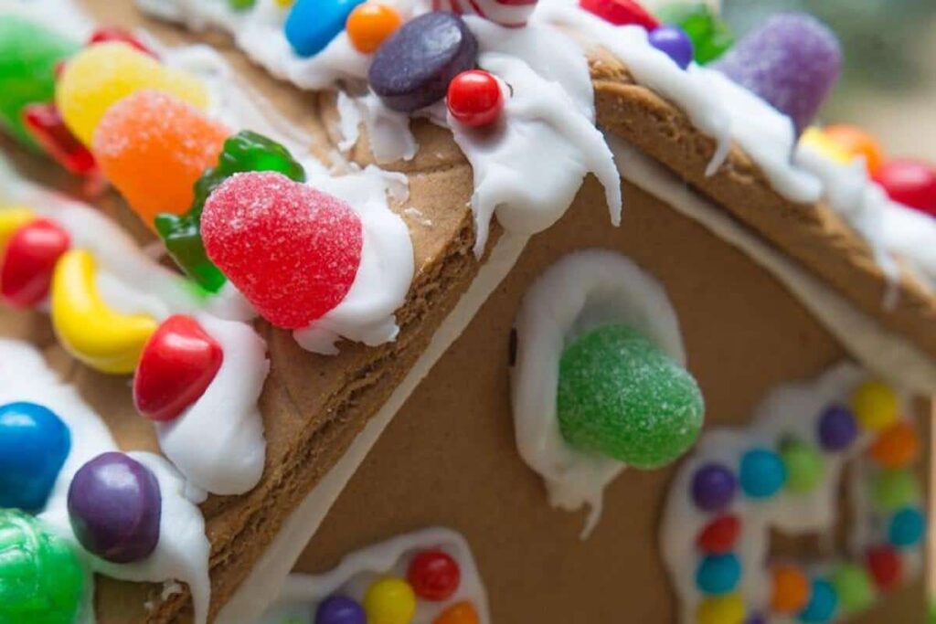 decorated gingerbread house