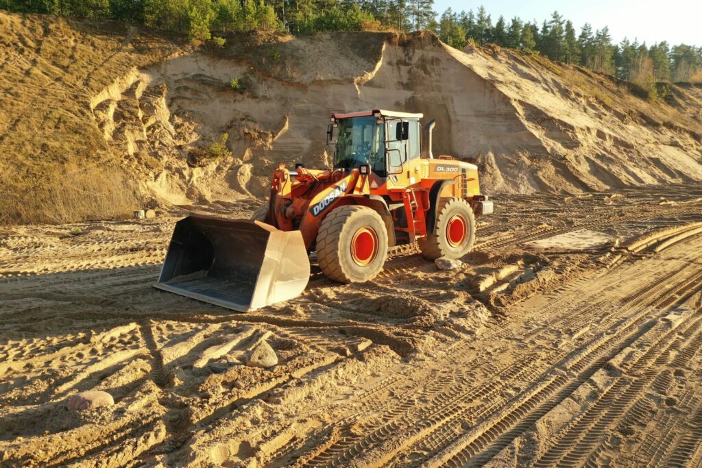 A parked bulldozer in
Skersabaliai, Lithuania