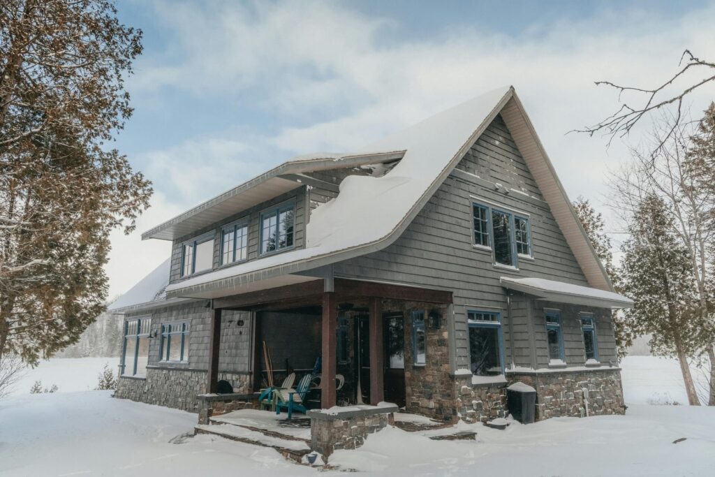 A house with softer vinyl siding colors because of the limited sunshine during the winter.