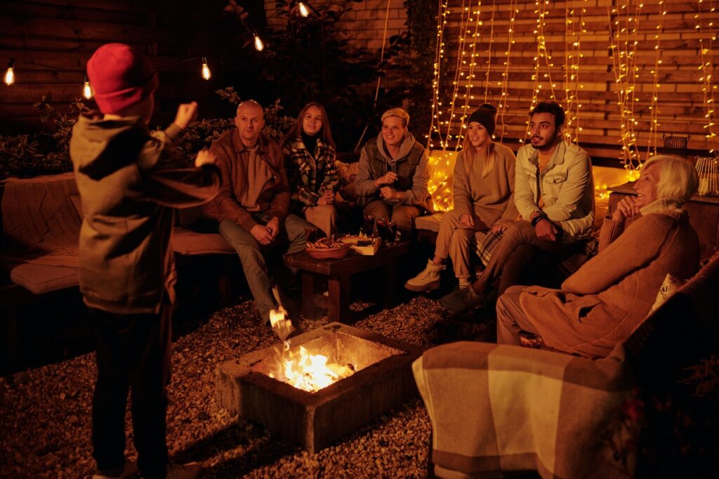friends gathered for a housewarming party barbecue