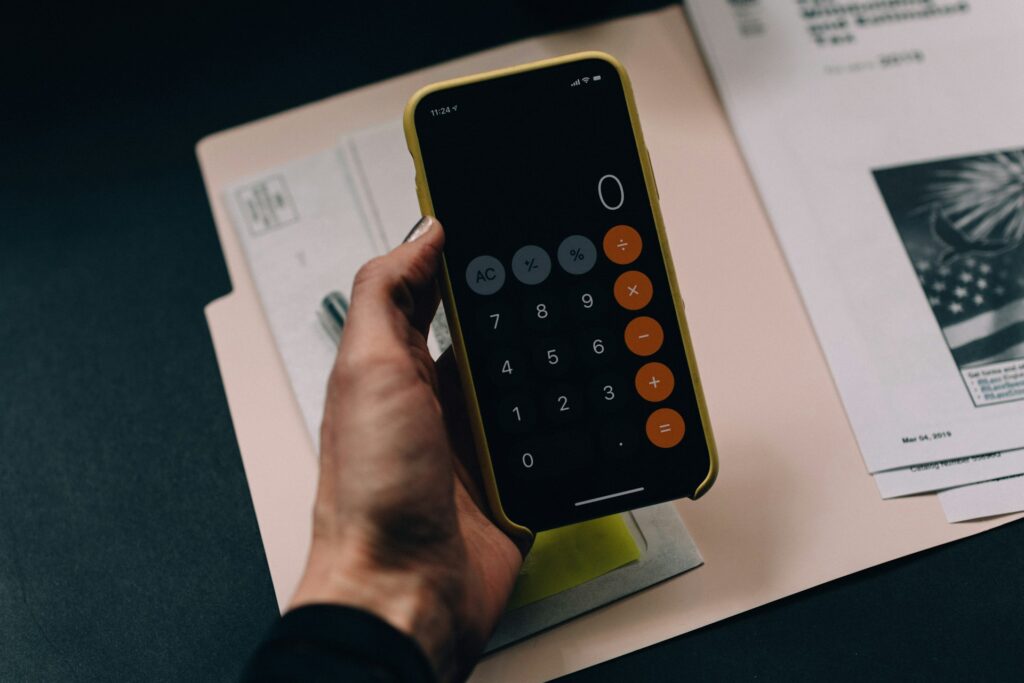 A calculator displaying zero.