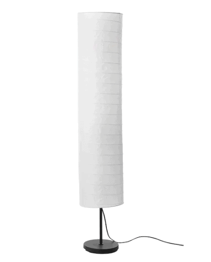 tall, white floor lamp for a she shed