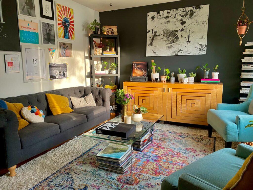 large art hanging in the living room