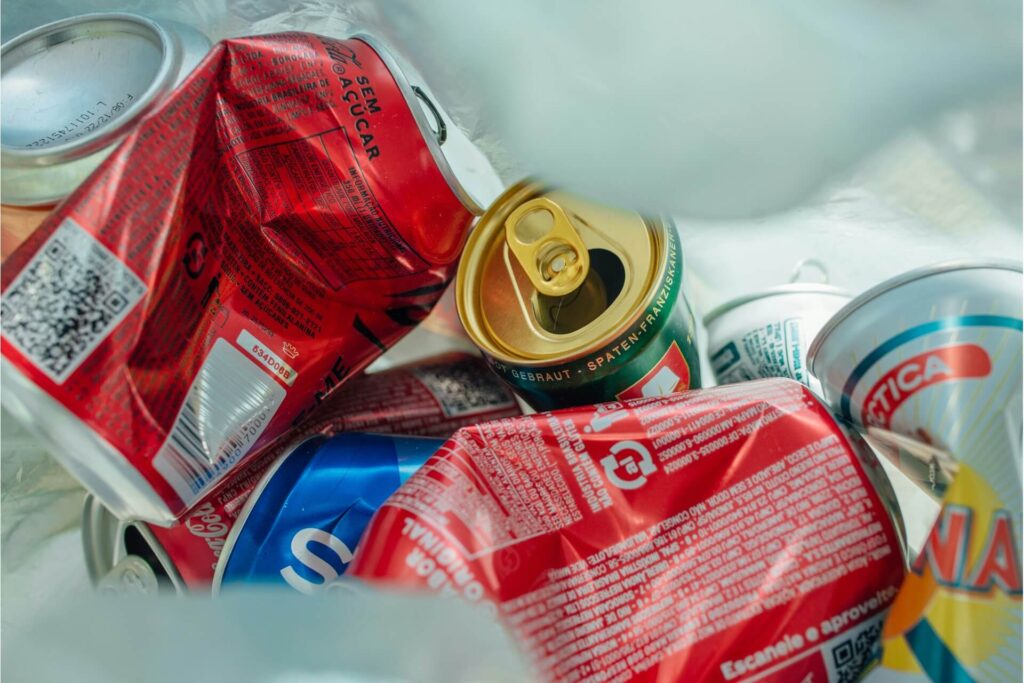Aluminum cans due for recycling.