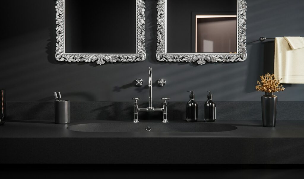 black master bathroom