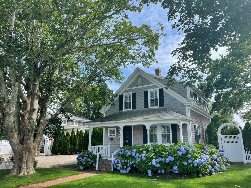 beautiful landscaping in front yard