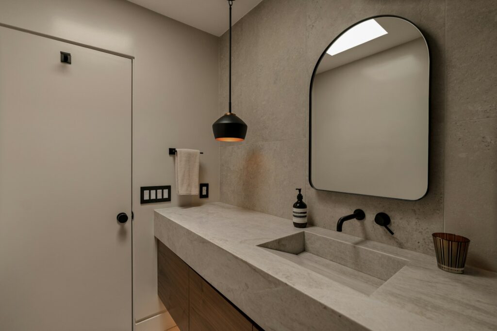 quartz countertop in master bathroom