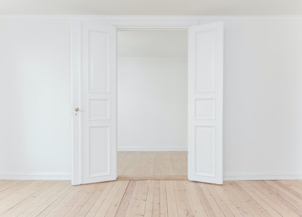 a bare white room for Scandinavian interior design