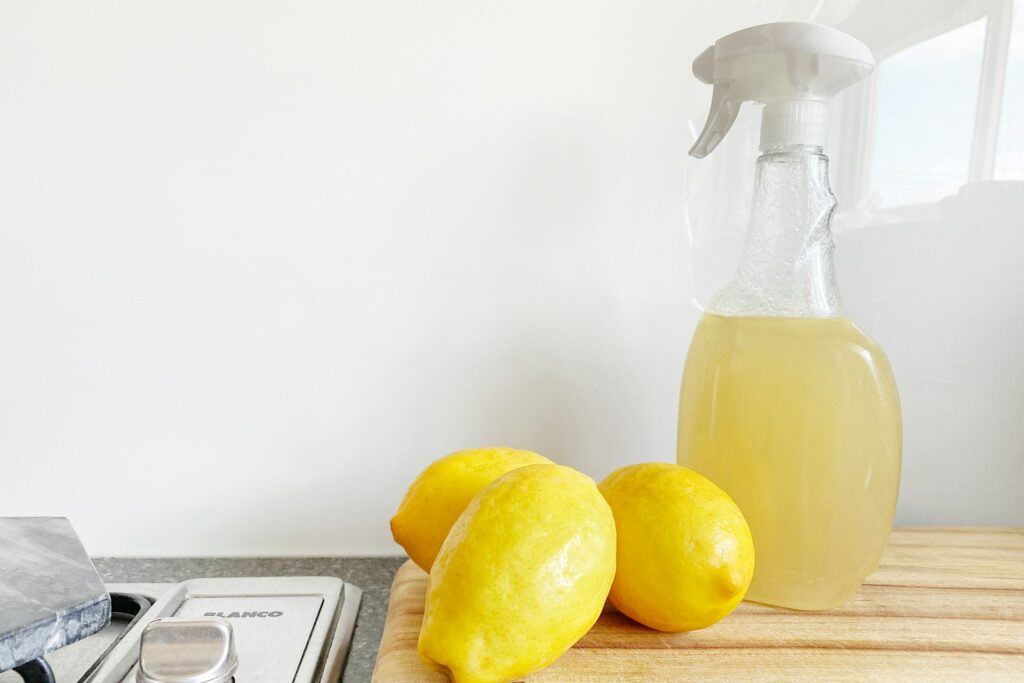 Lemons and homemade cleaning solution