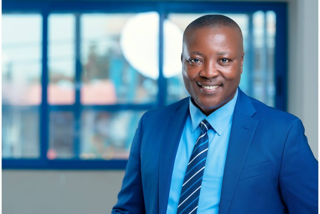 A man wearing a blue suit.