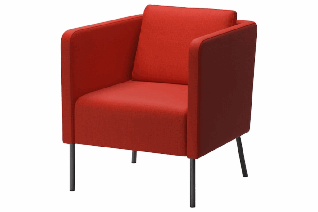 a boxy orange chair