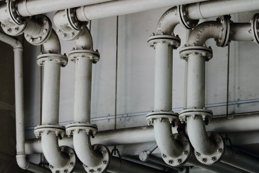 industrial exposed white pipes