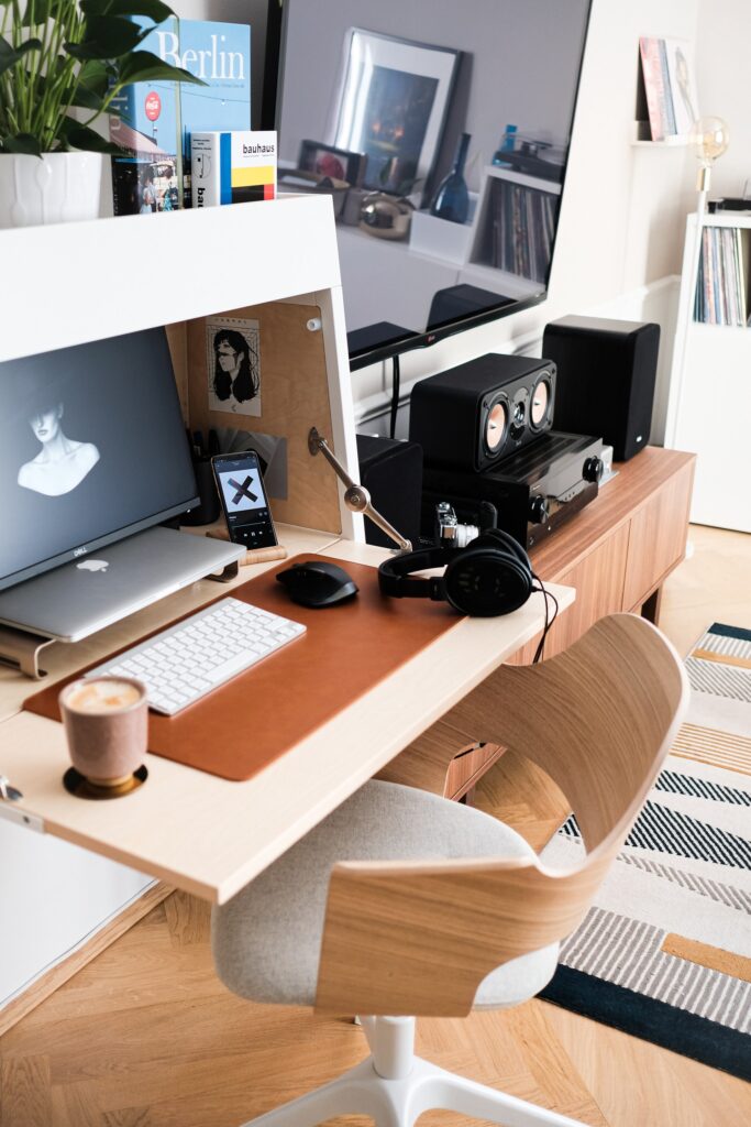 Small collapsible Murphy desk that is open