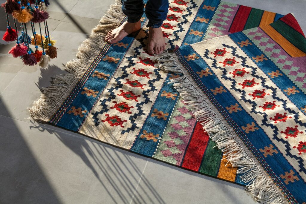 colorful rug on the floor