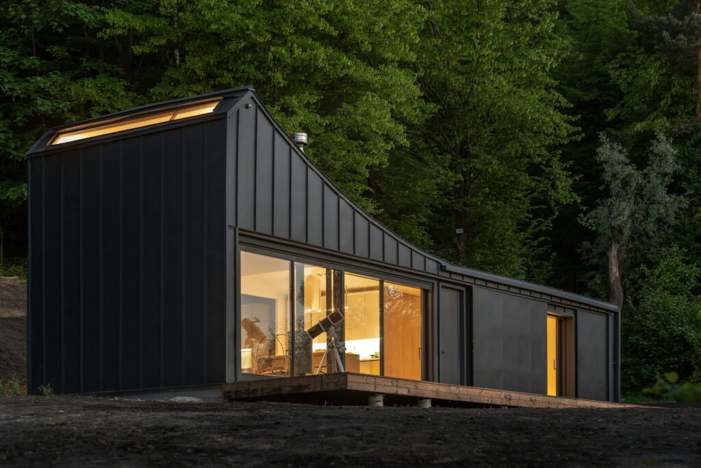 sleek, modern modular house