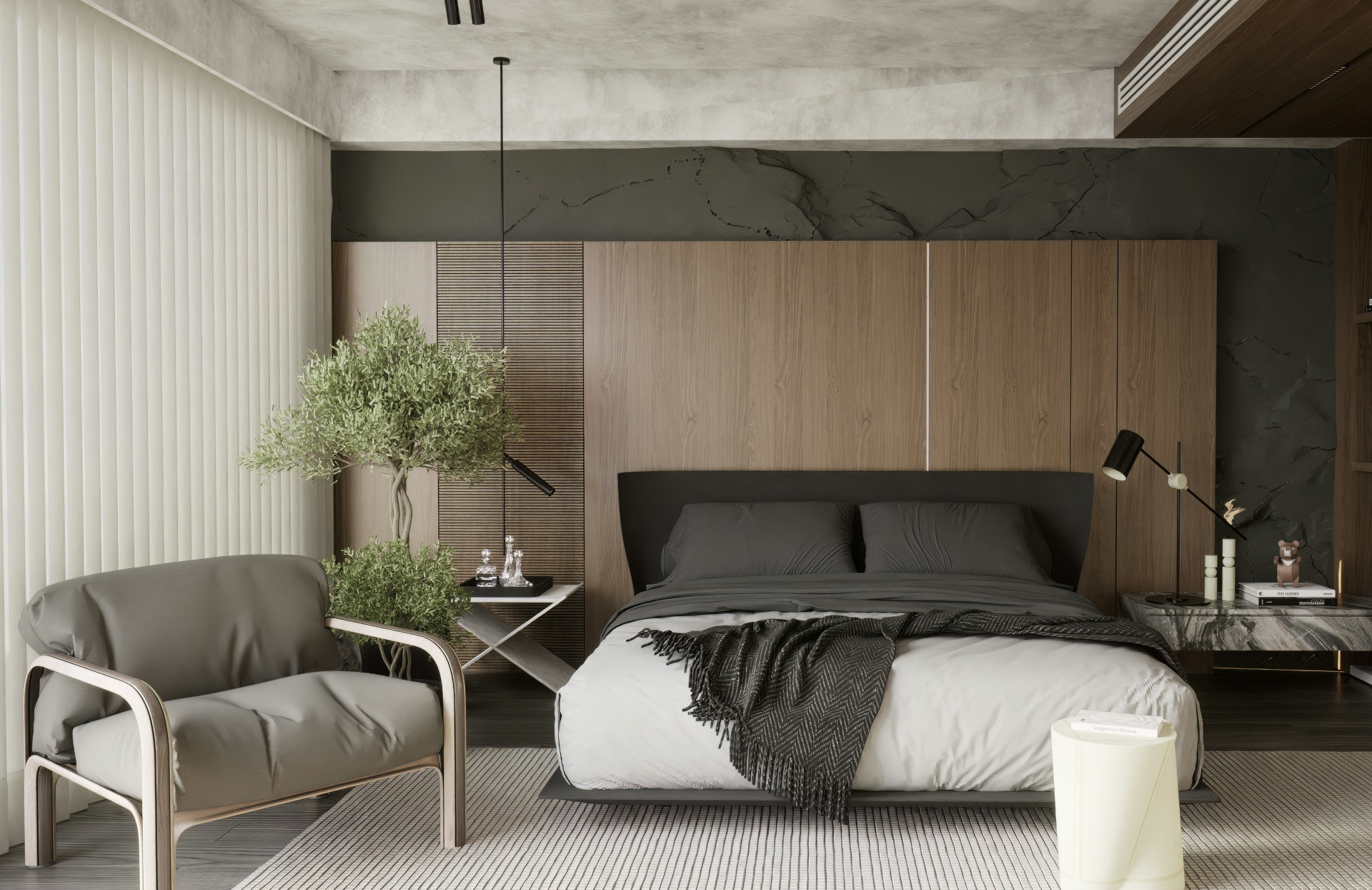 Studio apartment ideas include clever use of color. 