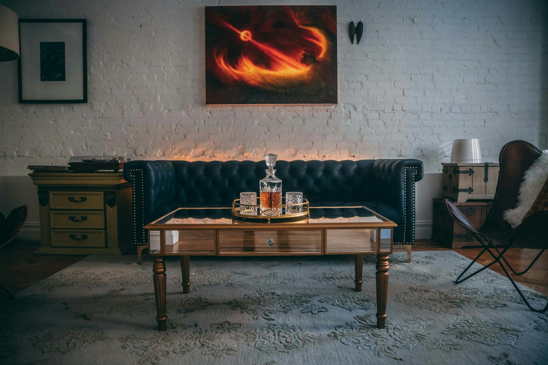 A sofa says a lot about bachelor apartments.