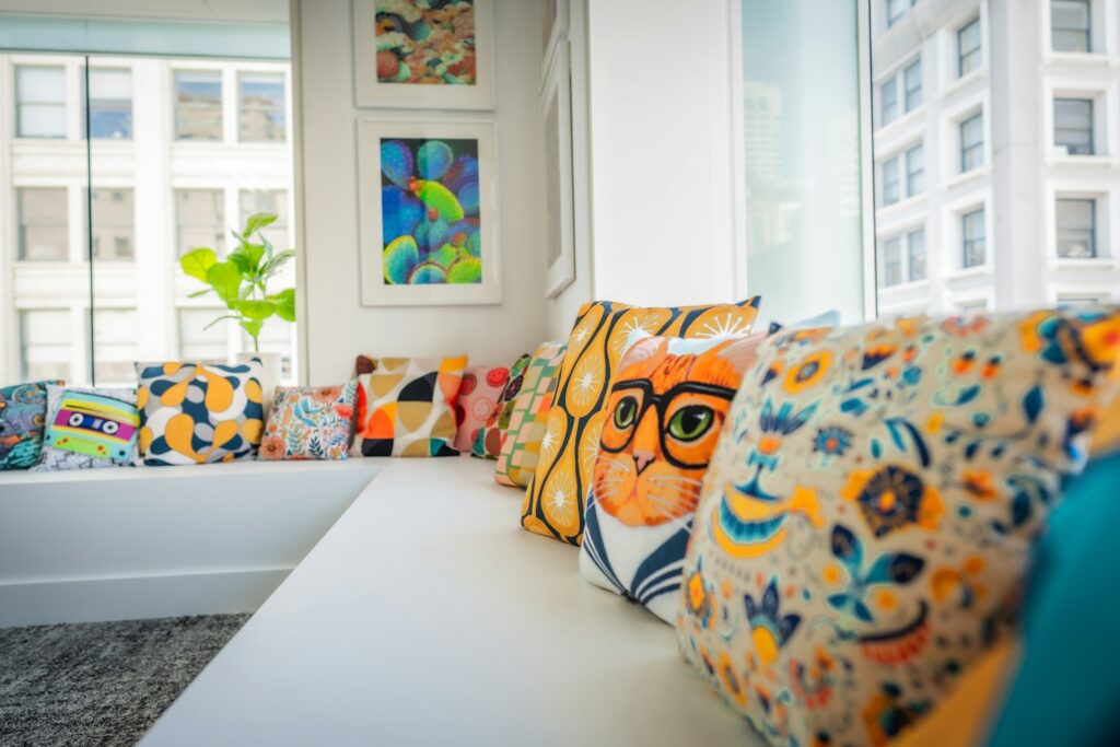 Colorful cushions.