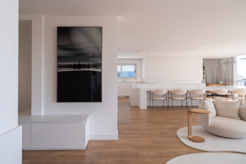 white and brown modern living area
