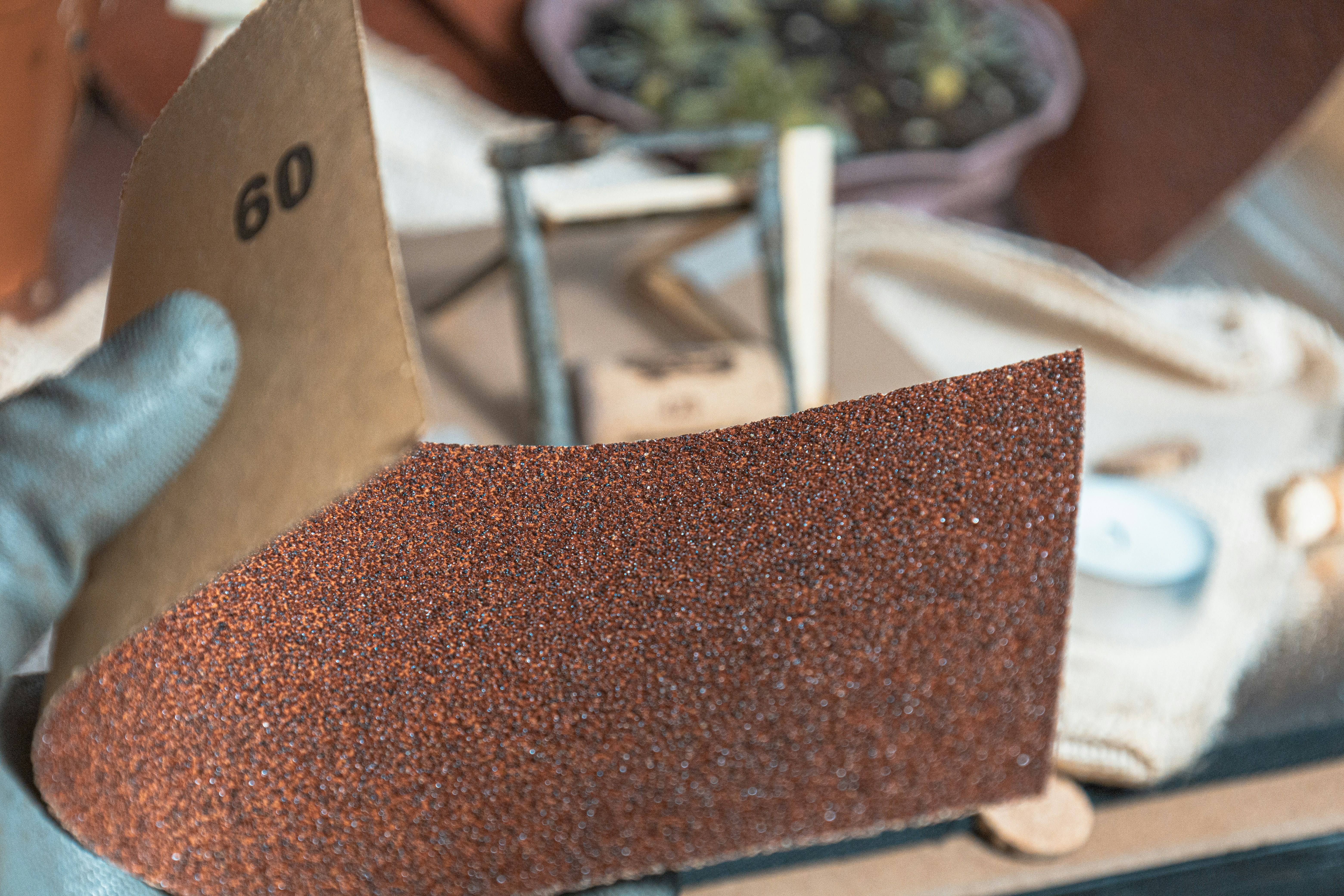 A piece of coarse sandpaper
