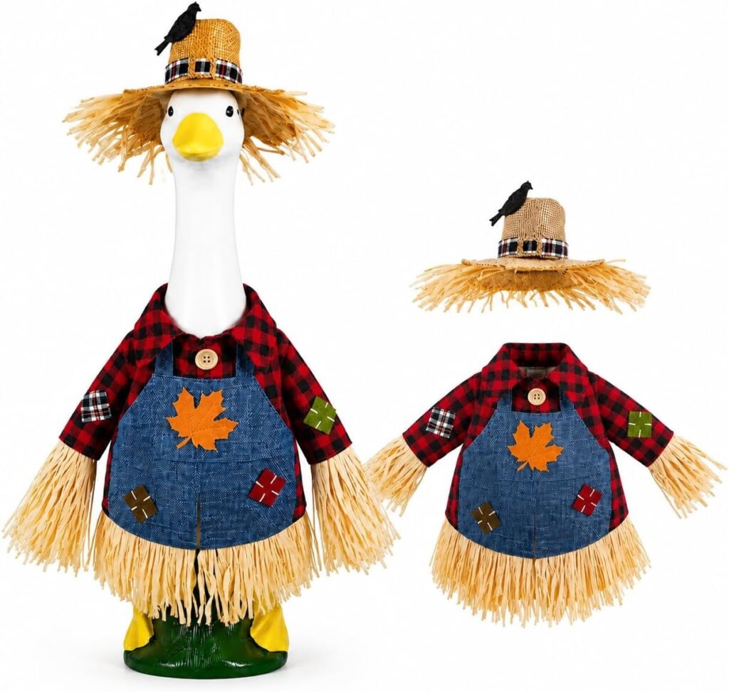 scarecrow porch goose outfit available on Amazon