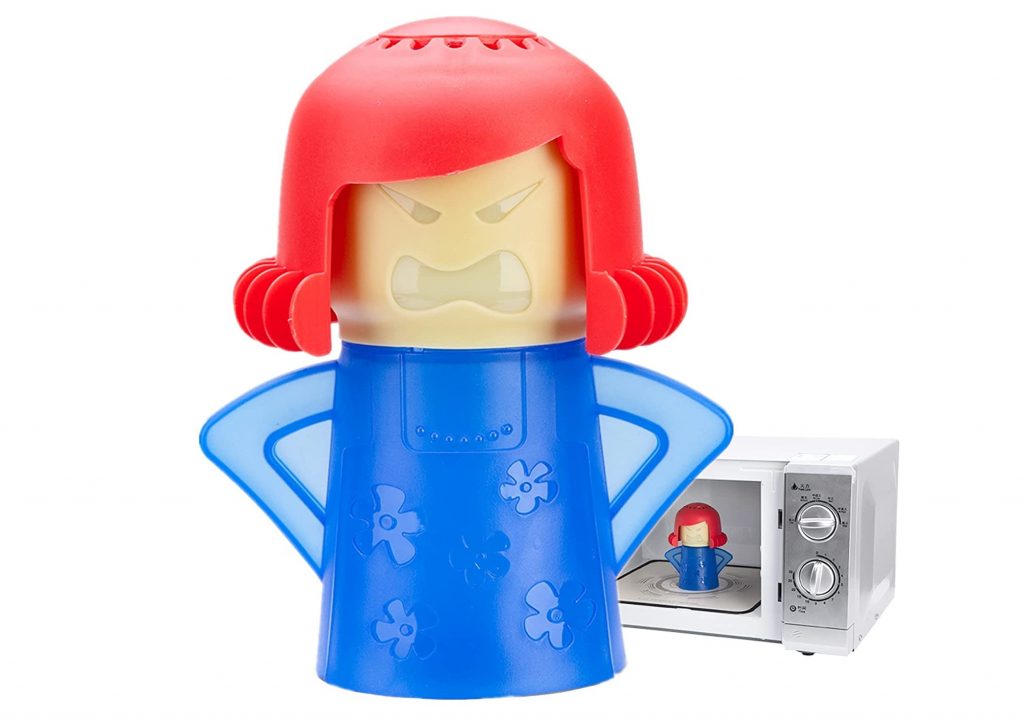 An Angry Mama microwave cleaner with a demo featured