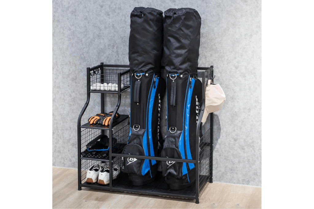 black storage container to hold sports items