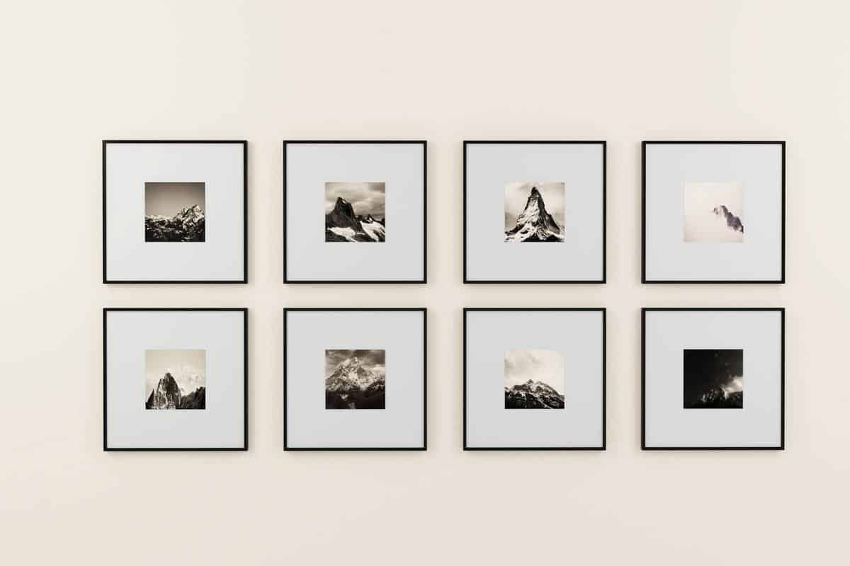 gallery wall in black and white