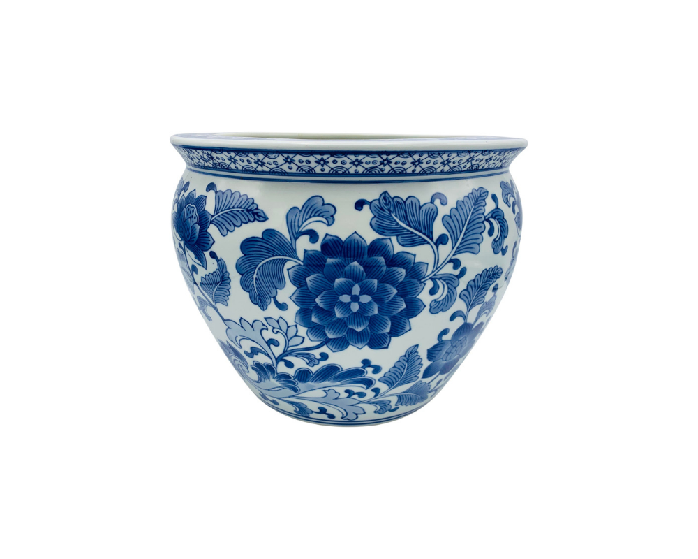decorative blue flower pot