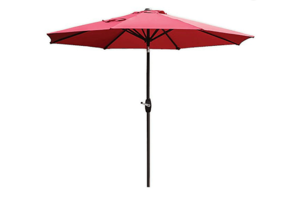 a steel red patio umbrella